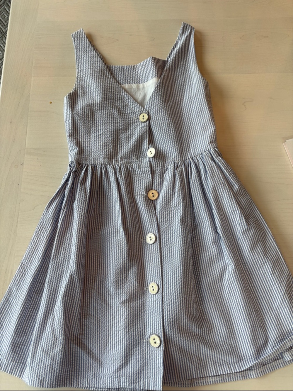 Blue Rain Blue and White Striped Button-Front Mini Dress